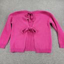 ee:some  Womens Back Tie Sweater Medium Pink Eyelash Faux Fur Ribbed Trim NEW Photo 1