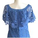 Mimi Chica  Dress Blue Lace Crochet Off Shoulder Short Sleeve Mini Dress Medium Photo 6