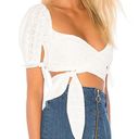 For Love & Lemons  Charlotte Eyelet Wrap Tie Crop Top in White Photo 0