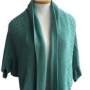 ZARA  Knit Cotton Short Cardigan Short Sleeves Slouchy Sweater Open Front M Teal Photo 3