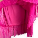 American Vintage NEW Vintage Y2K Pink Tiered Ruffle Sequin Midi Skirt Butterfly Fairy Boho M Photo 3