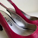 Anne Klein  Yavari Slingback Pumps Leather Polished Cap Toe Two Tone Black Red 7 Photo 5