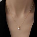 White Pearl Pendant Necklace for Women Gold Photo 4