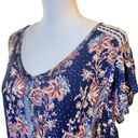 Live and let live Women's  blue floral flutter sleeve top Photo 1