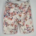 J.Jill  Denim Bermuda Shorts Sz 8 White Pink Blue Floral Stretch Cotton Photo 2