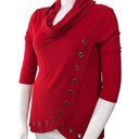 Multiples  Womens Size L Red Cowl Neck Sweater Grommet Wrap Detail 3/4 Sleeve Photo 0