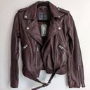 All Saints Balfern Leather Biker Jacket In Deep Berry Size 2 NEW Photo 2