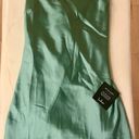 Lulus Chic Allure Sage Green Satin Lace-up Mini Dress Photo 3