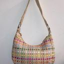 The Sak  Tan, Green, Pink, White, Orange, Blue Striped Woven Ribbon Purse Photo 3