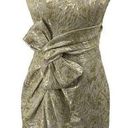 Carmen Marc Valvo  Cocktail Mini Dress Metallic Brocade Bow Waist Gold Womens 4 Photo 0