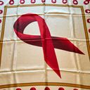 Oscar de la Renta  Vintage Silk Scarf Square AIDS Awareness Red Ribbon RARE Photo 2