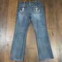 cowgirl tuff co. Sequin Crosses Detail Fringe Hems Straight Leg Ankle Jeans Photo 8