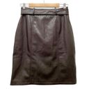 Bagatelle NWT  Collection Dark Brown Faux Leather Belted Pencil Skirt Size 4 NEW Photo 2