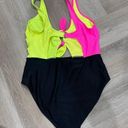 No Boundaries  Neon Color Block cutout One-Piece Swimsuit Size L Photo 2