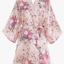 Floral Light Pink Bridesmaid Satin Feel robe with Tie Size M Photo 0