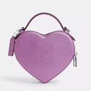 Coach Heart Crossbody Bag in Metalic Crossgrain Leather Lilac CP020 Photo 2