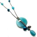 Coldwater Creek  Blue stone pendant dangle charm necklace Photo 0