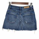 GRLFRND 𝅺 Size 25 Eva A Frame High Rise Button Fly Denim Distressed Mini Skirt Photo 1