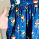 Modcloth  More Than Charming Cotton Skirt Santa Elf Print Navy Blue M Photo 7