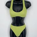 Naked Wardrobe  Swim Lime Green Smocked 2 Pc Bikini NEW Sz XS Style NW-W0538 Photo 0