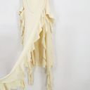Micas NEW  Ruffled Hem Slit Maxi Dress Stretch Bodycon in Cream Small Photo 5