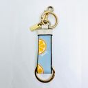 Coach  Loop Bag Charm With Lemon Print And Key Ring Blue And Gold Photo 1