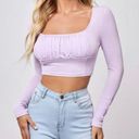 SheIn Pastel Purple Long Sleeve Crop Top Photo 0