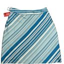 Anne Klein NWT  Blue and White Striped 100% Silk Flared Lined Career Skirt Size 8 Photo 0