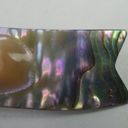 The Bar Carved Abalone Conch Shell Brooch Vintage Antique C Clasp Pin Colorful WOW Photo 5