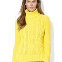 Krass&co LRL Lauren Jeans . Bright Yellow Chunky Cable Knit Turtleneck Sweater Sz Sm Photo 11