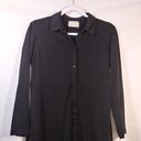 Everlane  Luxe Cotton Button Front Shirt Dress Large Black Collared Long Sleeve M Photo 4