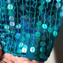 Vintage 90s Teal Sequin Mini Dress Concert Party Cocktail Sleeveless Mermaid Photo 12