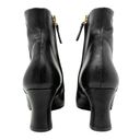 The Row  Bowin Black Leather Curved Heel Zip Up Curved Block Heels Ankle Boots Photo 4
