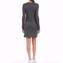 LA Made New  Striped Ribbed Knit Long Sleeve Henley Mini Dress Navy Grey Photo 2