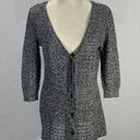 DKNY  Loose Knit Deep V neck Black and White Button Cardigan Size Medium Photo 0