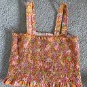 PREPPY Cropped Tank Floral Ruched Orange Multiple Size XS Photo 0