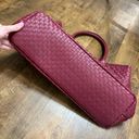 Lulu Dharma Burgundy Woven Tote Weekender Travel Bag Vegan Leather Red Photo 7