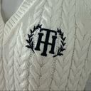 Tommy Hilfiger  Sweater Ivory V-Neck Varsity Cable Knit Pullover Size L MSRP $79 Photo 2