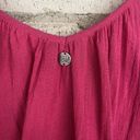 Billabong  Shirt Women Medium Cotton Pink Spaghetti Sleeve Embroidered Cami Tunic Photo 4