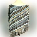 Nine West  Fringed Poncho Striped Sweater, One Size, Pre-Owned Great Condition Photo 2