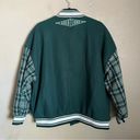 Aelfric Eden NWT  Tweed Sleeve Bomber Jacket in Green Large Unisex Photo 3