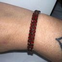 The Row Vintage Goth Double Blood Red Rhinestone Stretch Bracelet Photo 0