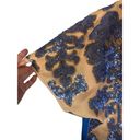 Tracy Reese  for Neiman Marcus Beige & Blue Sequin Floral Blouse Women Sz M Photo 2