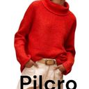 Pilcro  womens small oversized anthropologie red rust knit cowl turtleneck sweate Photo 1