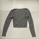 Topshop Grey Cropped Longsleeve Button Up Closure T-Shirt - Small / US 4 Photo 1