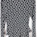 Cache  Small Dress Black White Diamond Print Knee Length Belted Long Sleeve 207 Photo 4