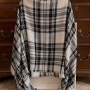 Mad cloth giant black and white plaid woven blanket scarf w fringe detail NWOT Photo 1