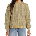 Magaschoni  Womens M Chunky Crew Neck Wool Blend Sweater in Yellow/Blue NEW Photo 0