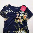 Isabel Maternity  Bodycon T-Shirt Dress Medium Short Sleeve Ruched Blue Floral Photo 2