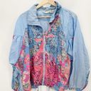 Athletic Works  Jacket Women LARGE Blue Pink VTG Printed Full Zip Windbreaker Photo 6